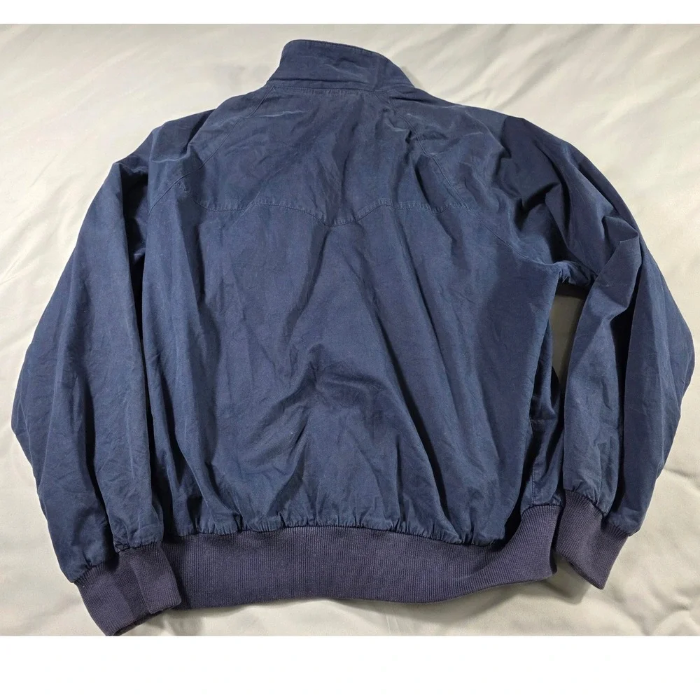 Polo Ralph Lauren Harrington Jacket Mens L Navy Blue Crest Plaid Lined Bomber